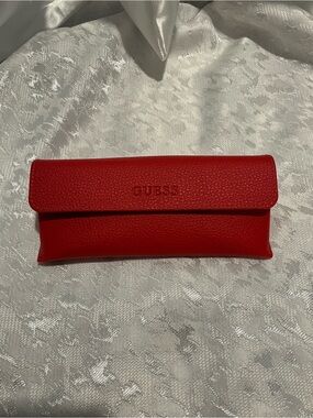 GUESS Red Pebbled Leather Eyewear Pouch